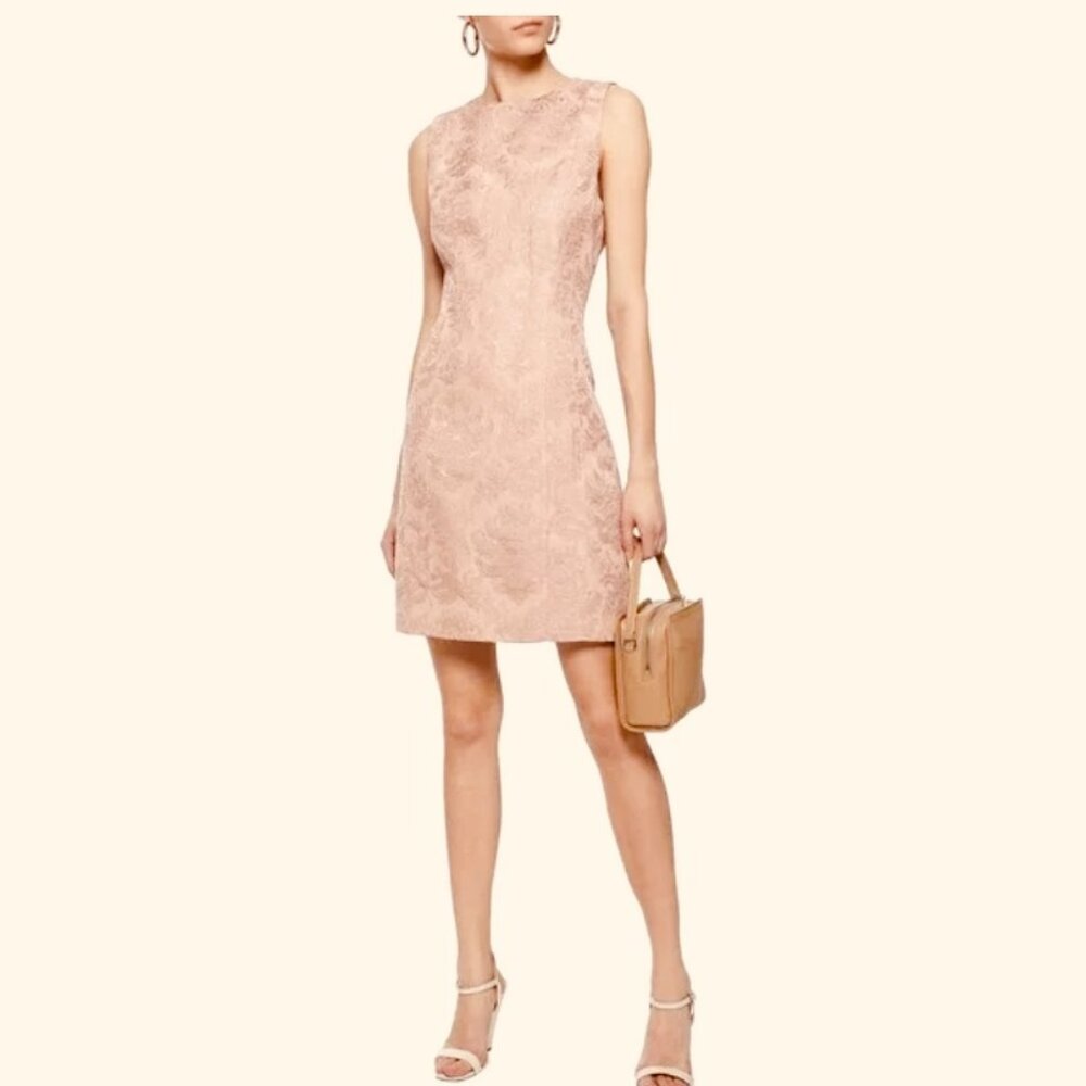 Theory pink baroque jacquard hourglass  mini shift dress size 10